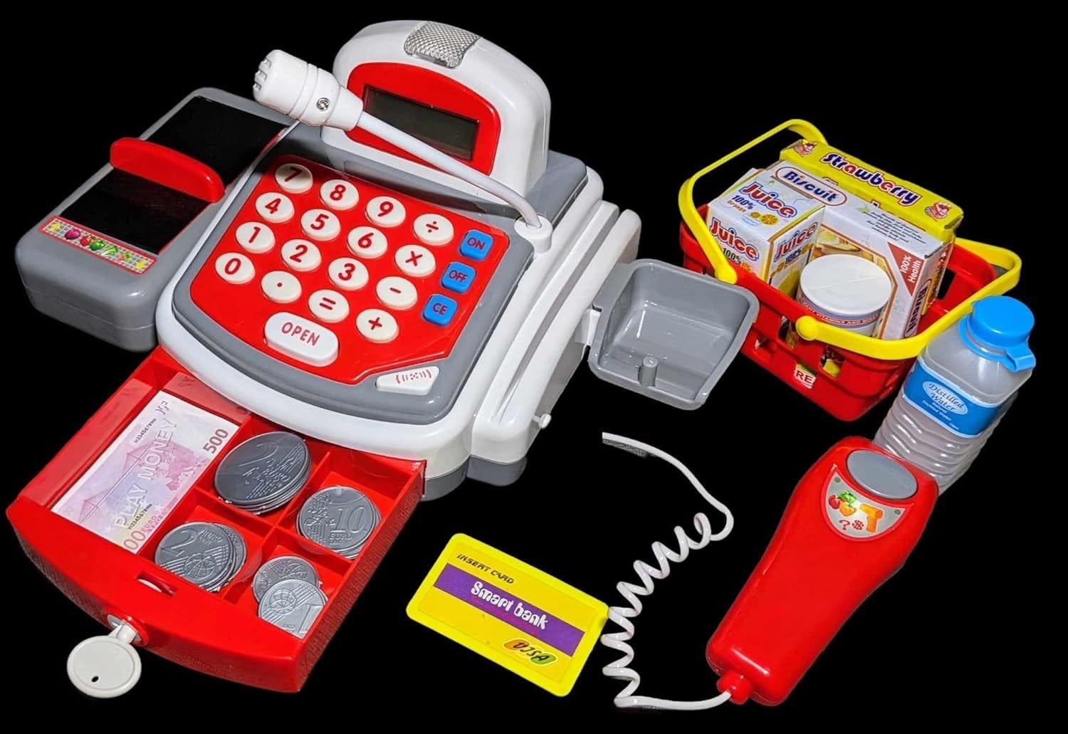 Pretend Play Store Cashier Cash Register Kit with Scanner - Toys, Games & Babies | BuyersFeast