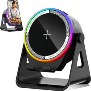 4-in-1 Wireless Induction Speaker with RGB Lights & Phone Stand | 360° Rotating Design - Gadgets | BuyersFeast