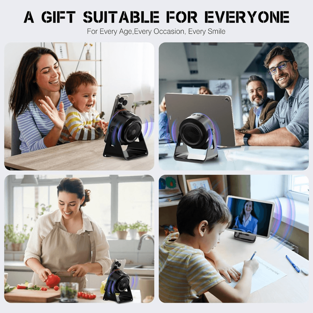 4-in-1 Wireless Induction Speaker with RGB Lights & Phone Stand | 360° Rotating Design - Gallery | BuyersFeast